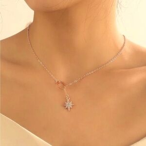 ROSE GOLD RHINESTONE STARBURST SLIDE THRU NECKLACE